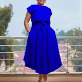 Plus Size Casual Solid Color Top Skirt Two Piece Set GATE-D376