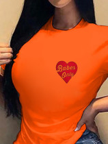 Plus Size Letter Print O Neck T Shirt SXF-30523