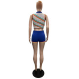 Fashion Sleeveless Vest And Shorts Two Piece Set QXTF-8168