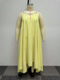 Plus Size Solid Color Loose Maxi Dress NY-10510