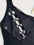 Solid Color Sexy Single Shoulder One Piece Swimsuit CASF-6590