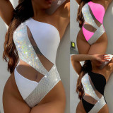 Mesh Splice One Piece Swimsuit CSYZ-D99WY