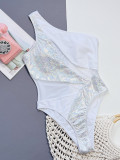 Mesh Splice One Piece Swimsuit CSYZ-D99WY