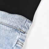 Fashion Patchwork Denim Micro Flare Pants YMEF-5285
