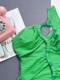 Solid One Shoulder One-Piece Swimsuit CSYZ-D103K