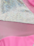 Mesh Splice One Piece Swimsuit CSYZ-D99WY