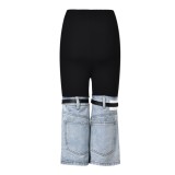 Fashion Patchwork Denim Micro Flare Pants YMEF-5285