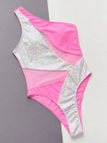 Mesh Splice One Piece Swimsuit CSYZ-D99WY