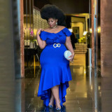 Plus Size Solid Ruffle Irregular Dress NNWF-7786