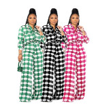 Print Long Sleeve Shirt And Loose Pants 2 Piece Set DDF-88215