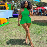Solid Color Ruffle Romper XHSY-19566