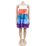 Fashion Multicolour Print Sling Dress GFYX-6509