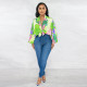 Bat Sleeve Lapel Neck Print Shirt YF-10543