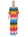 Colorful Print Flare Sleeve Maxi Dress ZDF-31288
