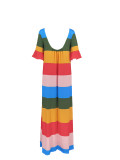 Colorful Print Flare Sleeve Maxi Dress ZDF-31288