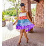 Gradient Print Sling Sleeveless Mini Dress BY-6509