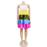 Gradient Print Sling Sleeveless Mini Dress BY-6509