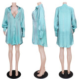 Solid Color Long Sleeve Loose Shirt Dress ASL-6681