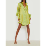 Solid Color Long Sleeve Loose Shirt Dress ASL-6681