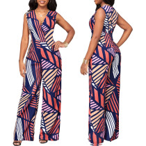Print Sleeveless V Neck Jumpsuit SMR-12032