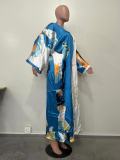 Casual Print Long Sleeve Cardigan(Without Waist Belt) OD-8539