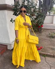 Solid Color 3/4 Sleeve Maxi Dress OD-8554