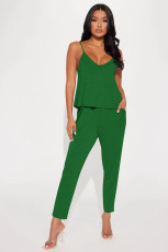 Solid Color Sling Loose Two Piece Shorts Set YD-8754