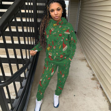 Christmas Print Casual Sport Two Piece Pants Set LUO-6630