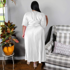 Solid Color Pleated Maxi Dress NNWF-7876