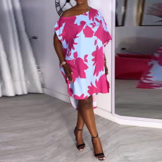 Plus Size Print Irregular Midi Dress NY-10526