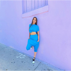 Solid Color Casual Loose Sport Two Piece Pants Set LUO-6670