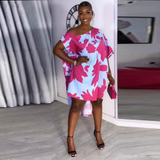Plus Size Print Irregular Midi Dress NY-10526