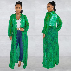 Wave Lace Long Sleeve Loose Cardigan BY-6532