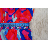 Sleeveless Print V Neck Jumpsuit(With Waist Belt) YF-10547