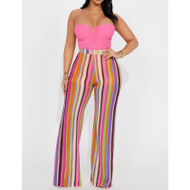 Colorful Stripe Knits Wide Leg Pant ASL-6685