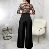 Priint Patchwork V Neck Jumpsuit SMR-12074