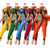 Leopard Print Slit Tops And Pants 2 Piece Set SHD-9620
