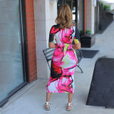 Painted Print O Neck Midi Dress SFY-2335