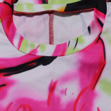 Painted Print O Neck Midi Dress SFY-2335
