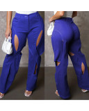 Contrast Color Patchwork Hollow Out Pants QXTF-8201