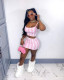 Houndstooth Print Tank Tops And Skirts 2 Piece Set LM-8371