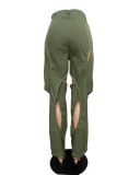 Contrast Color Patchwork Hollow Out Pants QXTF-8201