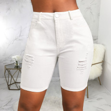 Fashion High Waist Holes Denim Shorts HSF-2696