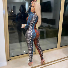 Snake Print Hollow Out Bandage Jumpsuit YF-9787
