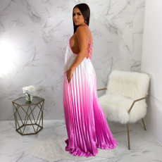 Sexy Deep V Neck Backless Loose Gradient Jumpsuit YF-10558