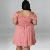 Plus Size Summer Short Sleeve Dress GDAM- 218198