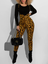 Long Sleeve Tops And Leopard Print Backpack Pants 2 Piece Set XHSY-19608