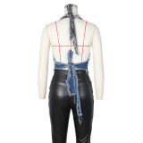 Sexy Contrast Color Denim Vest ZSD-0608