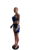 Sexy Print Halter Backless Mini Dress BYMF-60023