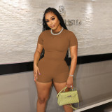 Casual Solid Sport Short Sleeve Shorts Two Piece Set SFY-2305